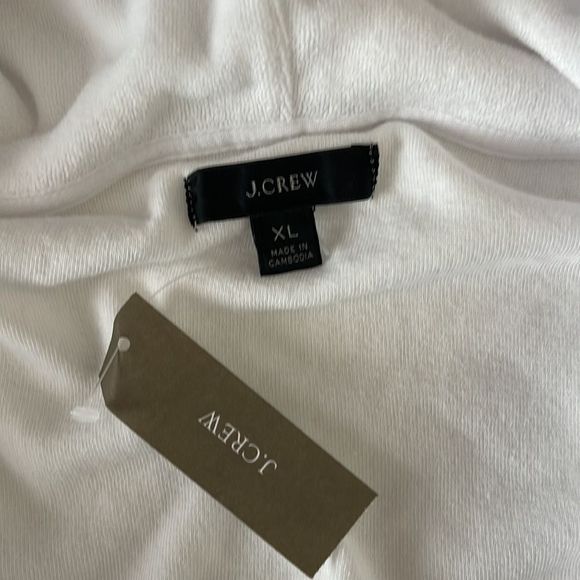 J. Crew white terry pull on hoodie size women’s XL - Picture 4 of 5